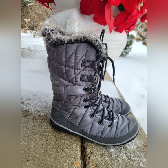 Columbia Women's Heavenly Omni-Heat Snow Boot Gray Sz 7 Waterproof Faux Fur - Picture 1 of 12